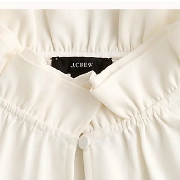 J. Crew Cream Ruffled Puff Sleeve Blouse - Picture 2 of 5
